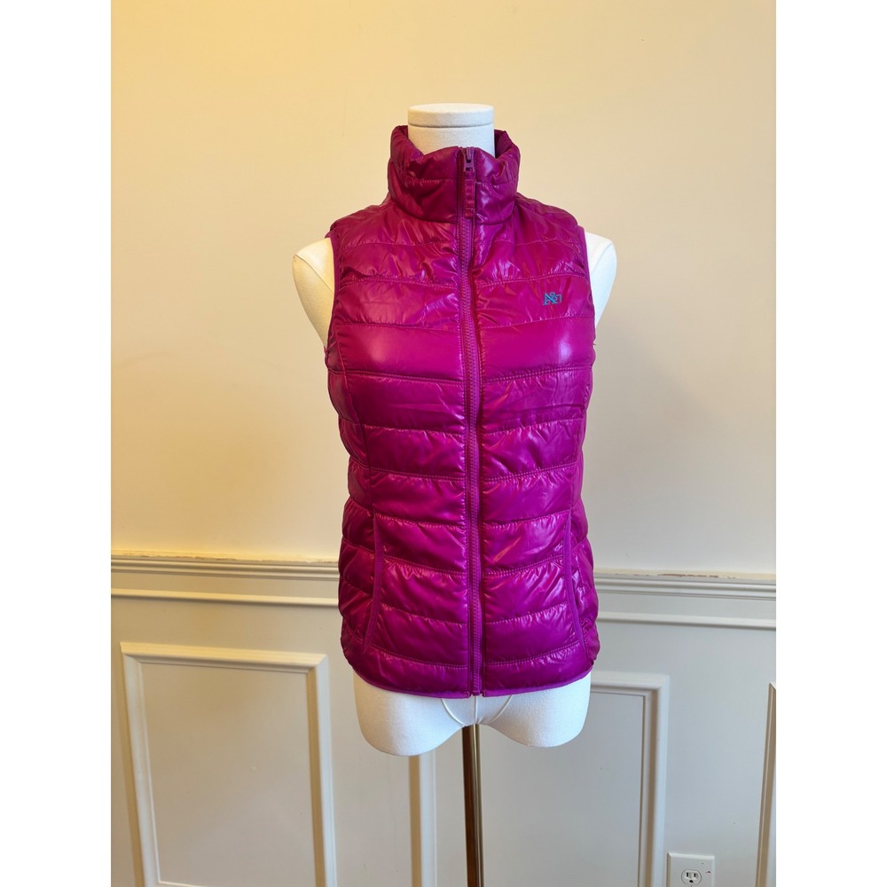 Puffer Vest XS Pink Quilted Full Zip Mock Neck Lightweight Outerwear y2k